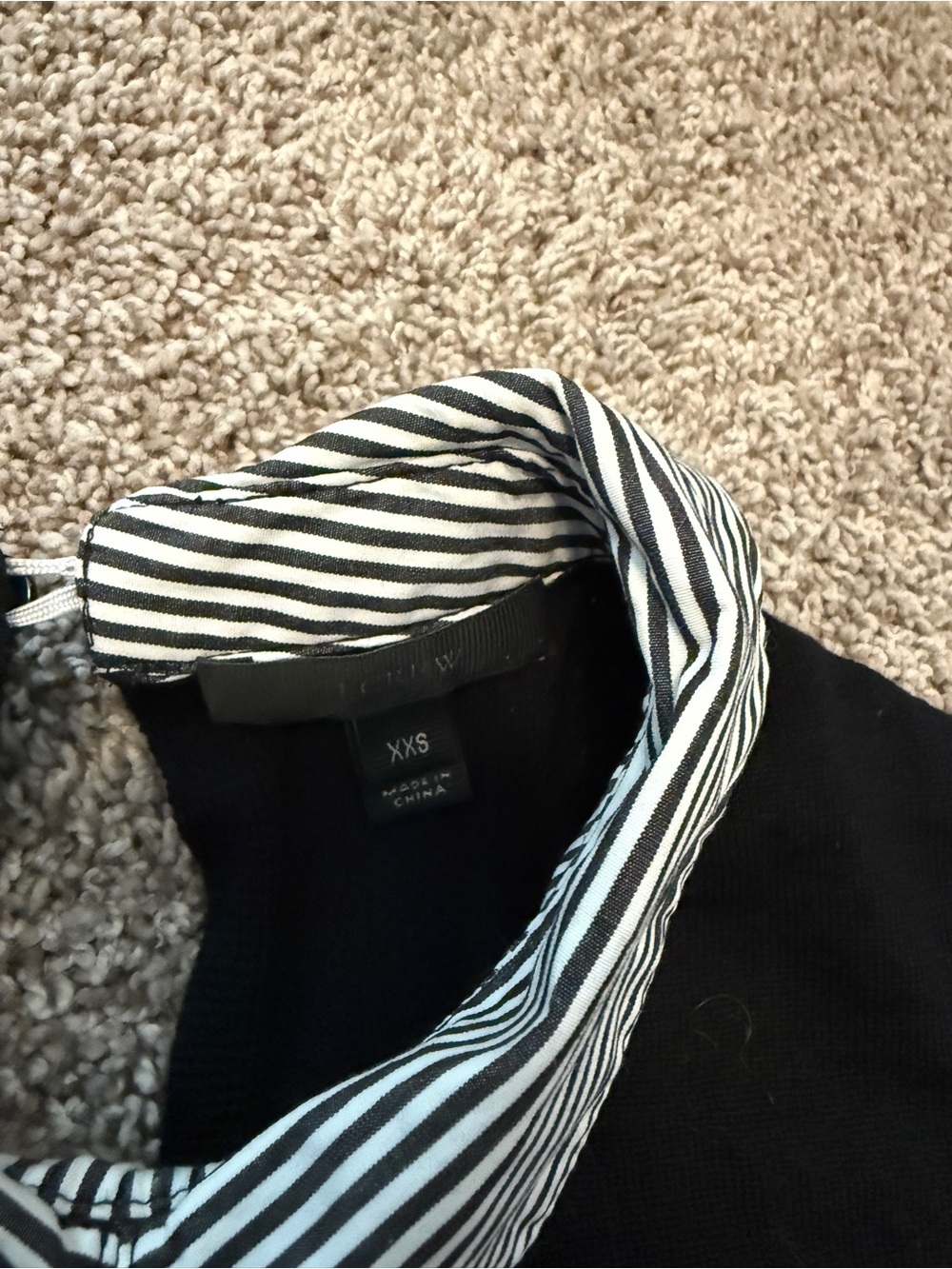 J. Crew Black Sweater with Striped Collar - Picture 2 of 2